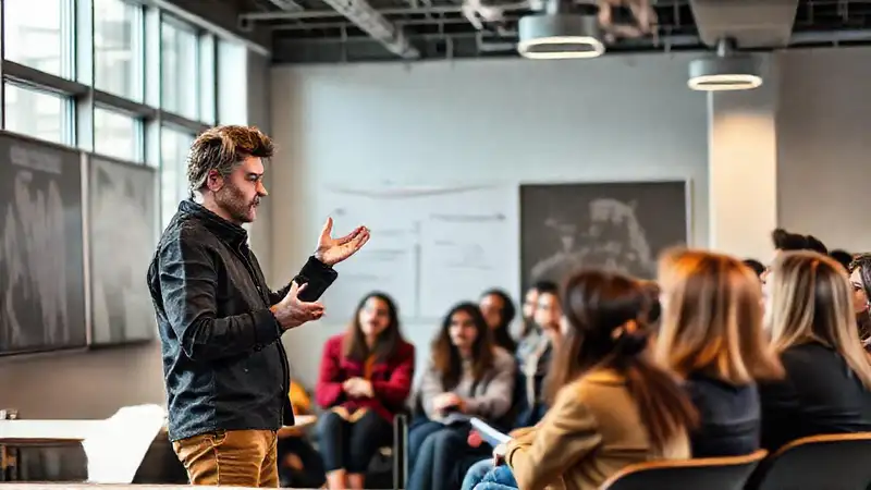 Sociólogo interactúa con público diverso en aula